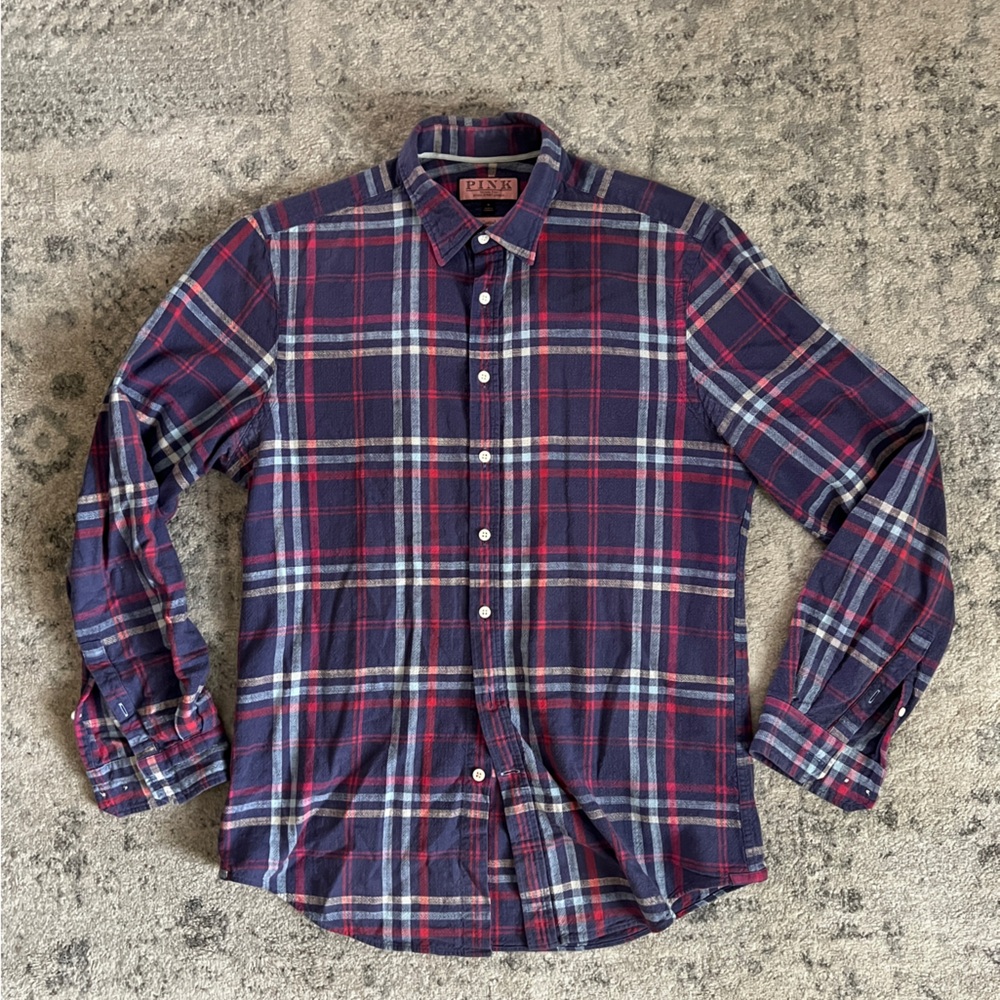 Thomas Pink Blue and Red Plaid Casual Shirt
